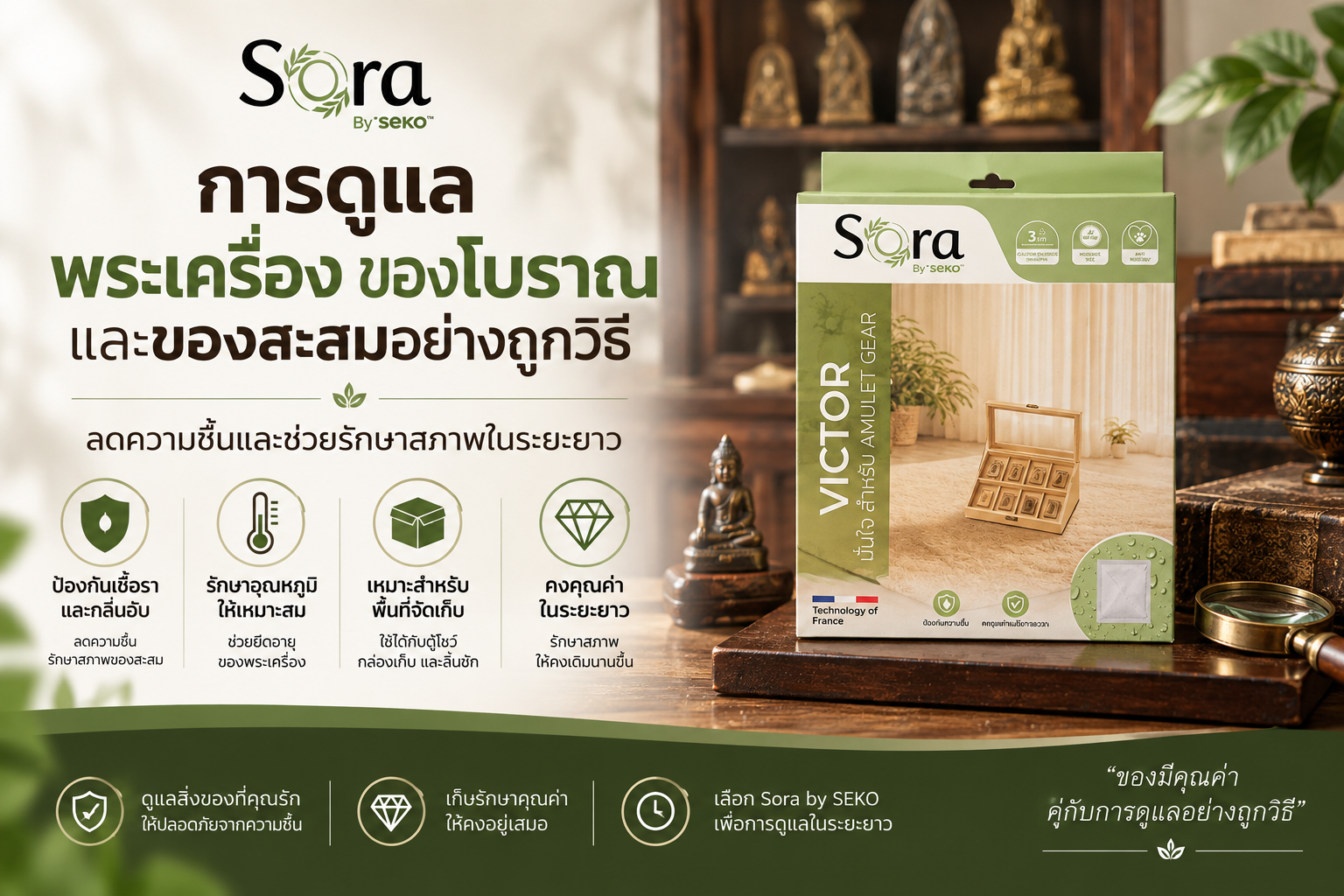 การดูแลพระเครื่อง ของโบราณ และของสะสมอย่างถูกวิธี ลดความชื้นและช่วยรักษาสภาพในระยะยาว